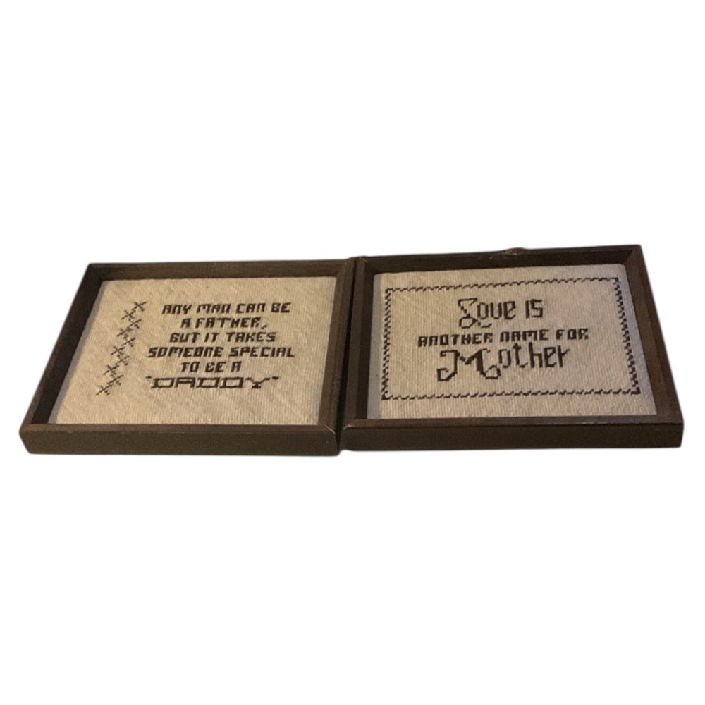 Brown Framed Cross-Stitch Home Accents Mother/Father Loving Sentiments Framed